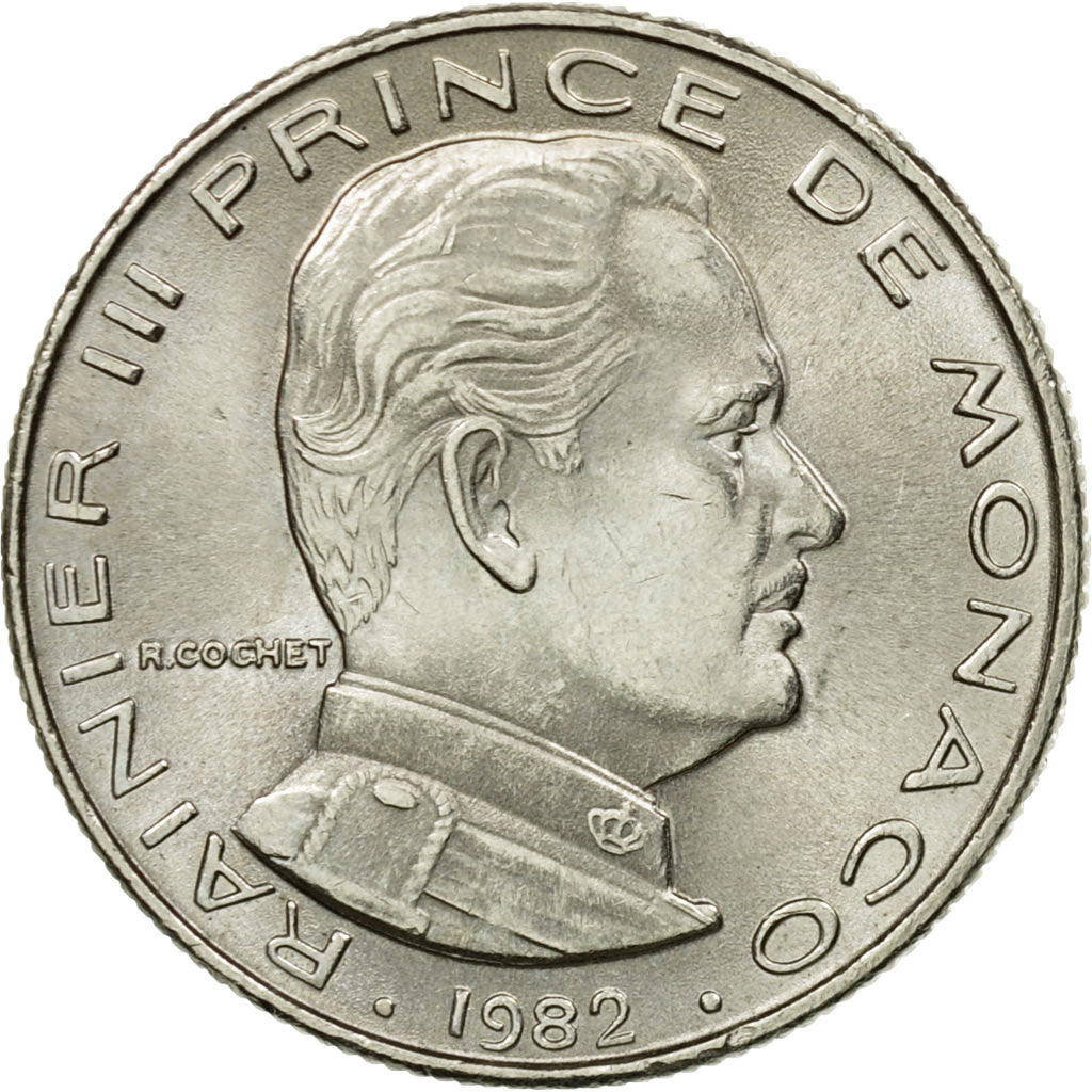 Moneta, Monaco, Rainier III, 1/2 Franc, 1982, EF(40-45), Nikiel, KM:145