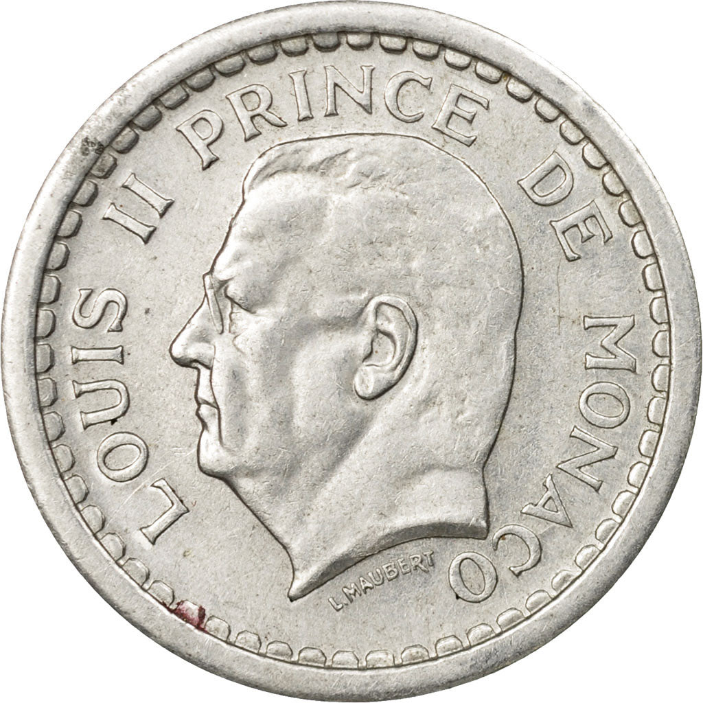 Coin, Monaco, Louis II, Franc, Undated (1943), Poissy, EF(40-45), Aluminum