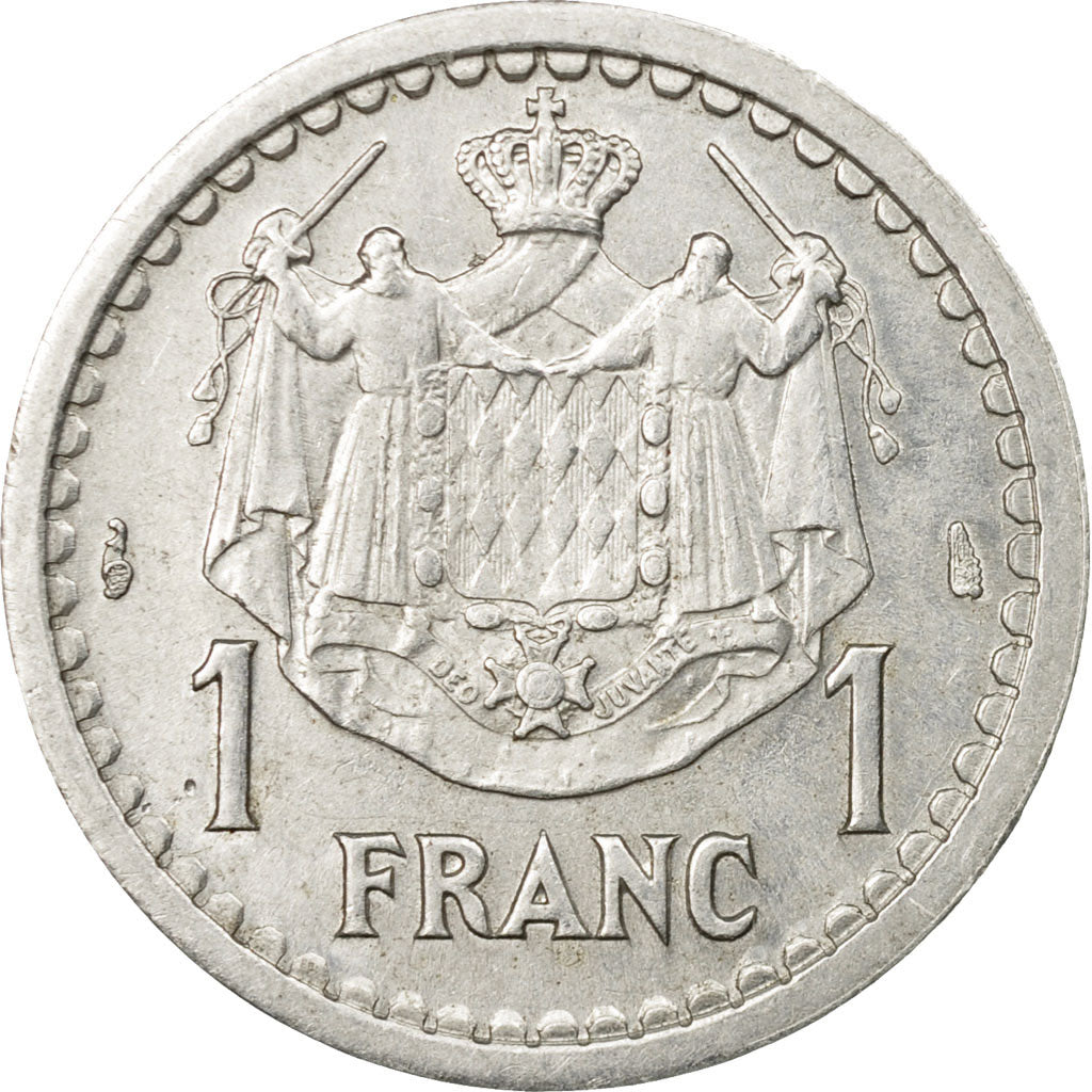 Coin, Monaco, Louis II, Franc, Undated (1943), Poissy, EF(40-45), Aluminum