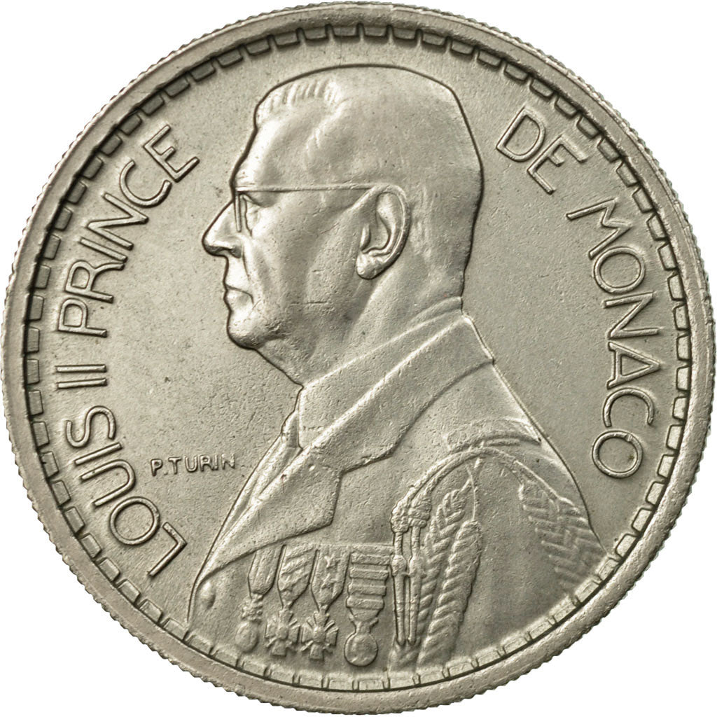 Coin, Monaco, Louis II, 10 Francs, 1946, Poissy, EF(40-45), Copper-nickel