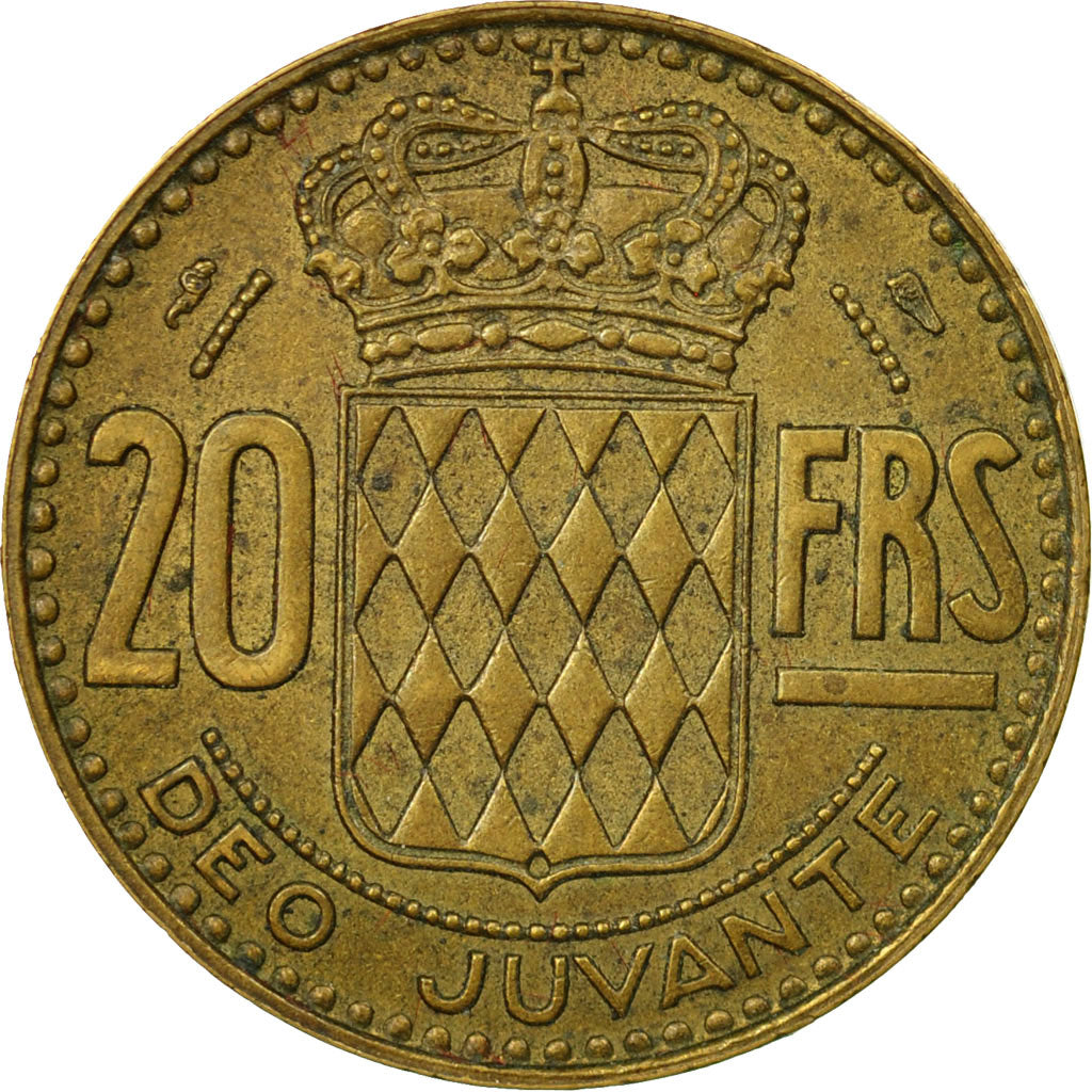 Moneta, Monaco, Rainier III, 20 Francs, Vingt, 1950, EF(40-45), Aluminium-Brąz
