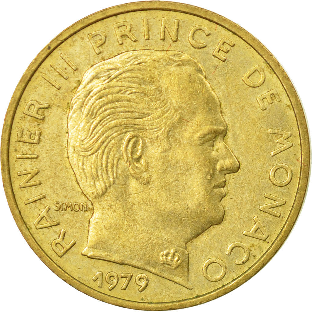 Moneta, Monaco, Rainier III, 10 Centimes, 1979, EF(40-45), Aluminium-Brąz