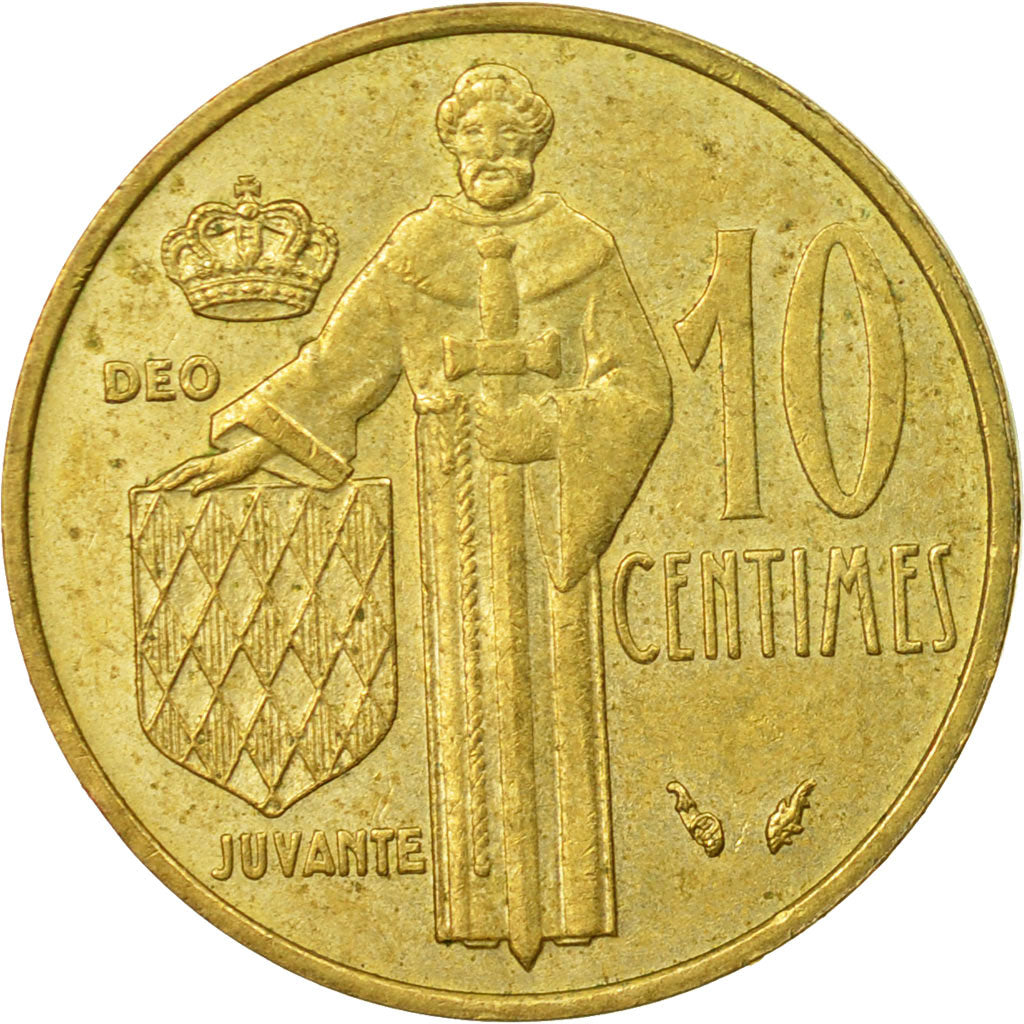 Moneta, Monaco, Rainier III, 10 Centimes, 1979, EF(40-45), Aluminium-Brąz