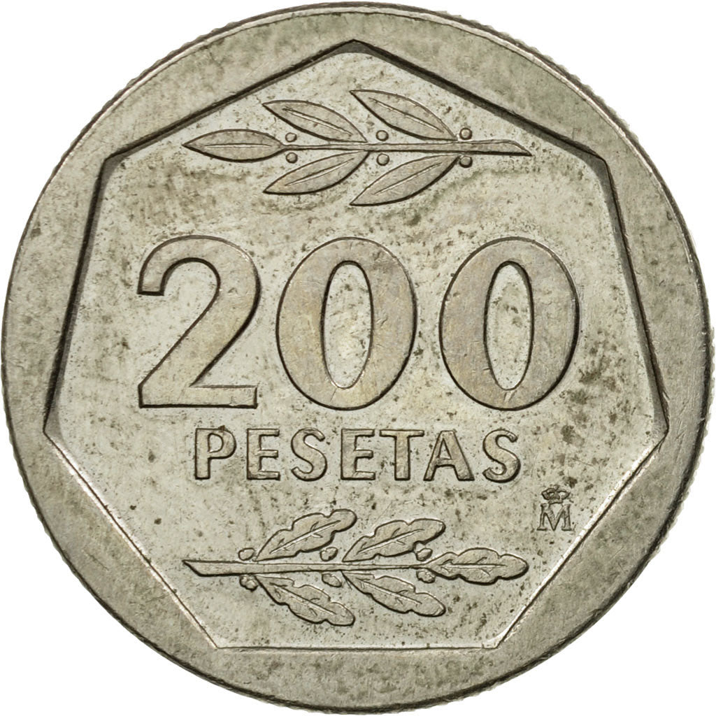 Moneda, España, Juan Carlos I, 200 Pesetas, 1987, BC+, Cobre - níquel, KM:829