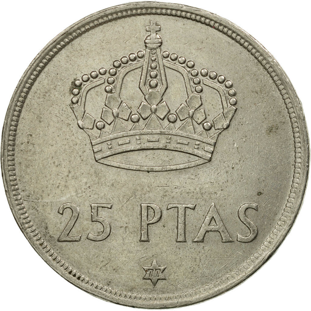 Moneda, España, Juan Carlos I, 25 Pesetas, 1977, BC+, Cobre - níquel, KM:808