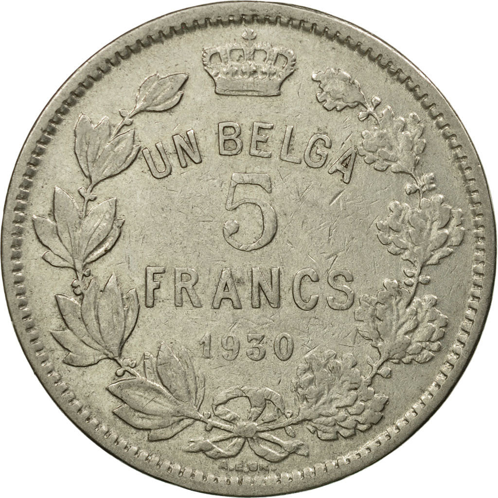 Coin, Belgium, 5 Francs, 5 Frank, 1930, VF(30-35), Nickel, KM:97.1