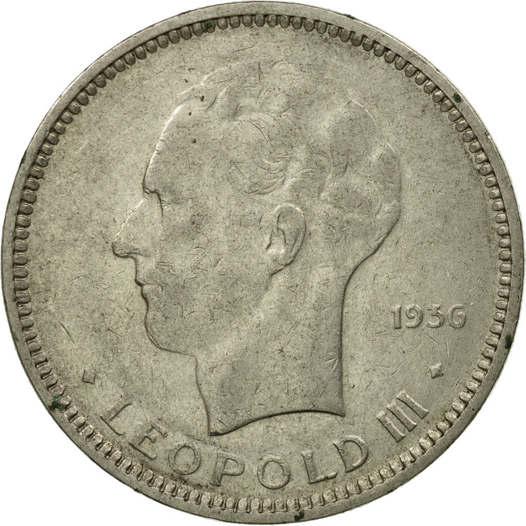 Monnaie, Belgique, 5 Francs, 5 Frank, 1936, TB+, Nickel, KM:108