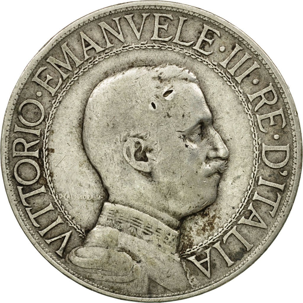 Moneta, Italia, Vittorio Emanuele III, 2 Lire, 1908, Rome, MB+, Argento, KM:46