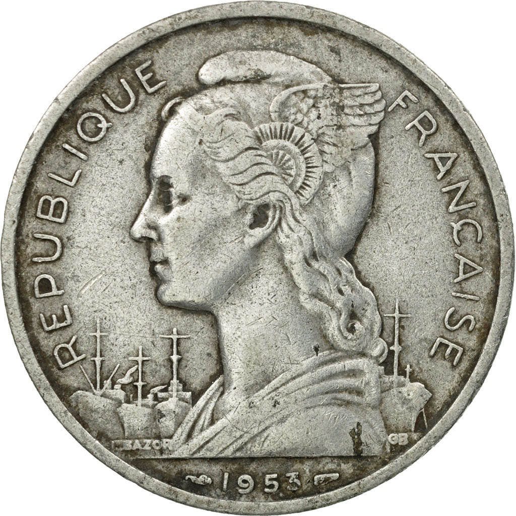 Coin, Madagascar, 5 Francs, 1953, Paris, VF(30-35), Aluminum, KM:5