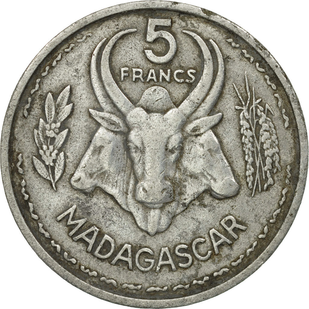 Coin, Madagascar, 5 Francs, 1953, Paris, VF(30-35), Aluminum, KM:5