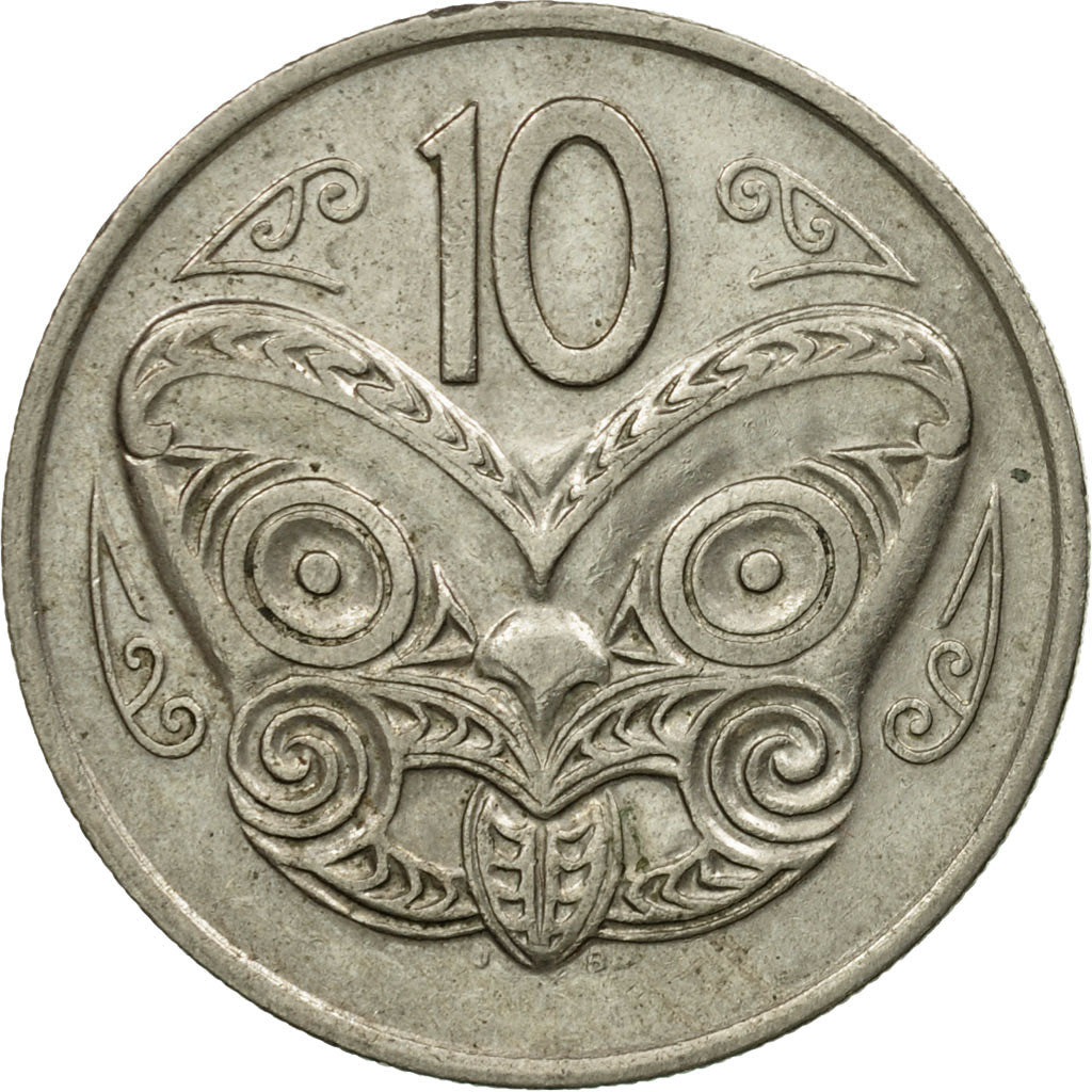 Moneda, Nueva Zelanda, Elizabeth II, 10 Cents, 1977, MBC, Cobre - níquel