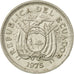 Moneda, Ecuador, 20 Centavos, 1975, MBC, Níquel chapado en acero, KM:77.2a
