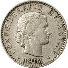 Moneta, Svizzera, 20 Rappen, 1901, Bern, MB+, Nichel, KM:29