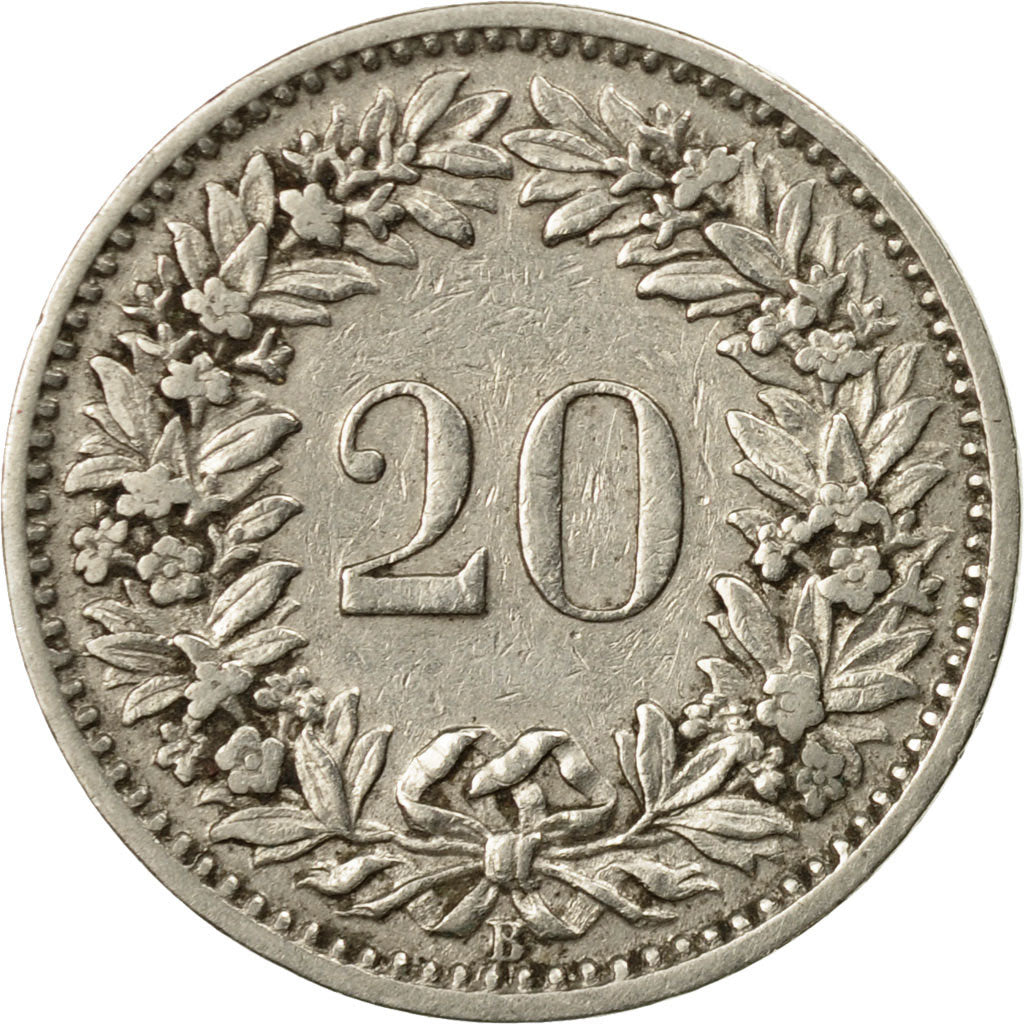 Moneta, Svizzera, 20 Rappen, 1901, Bern, MB+, Nichel, KM:29