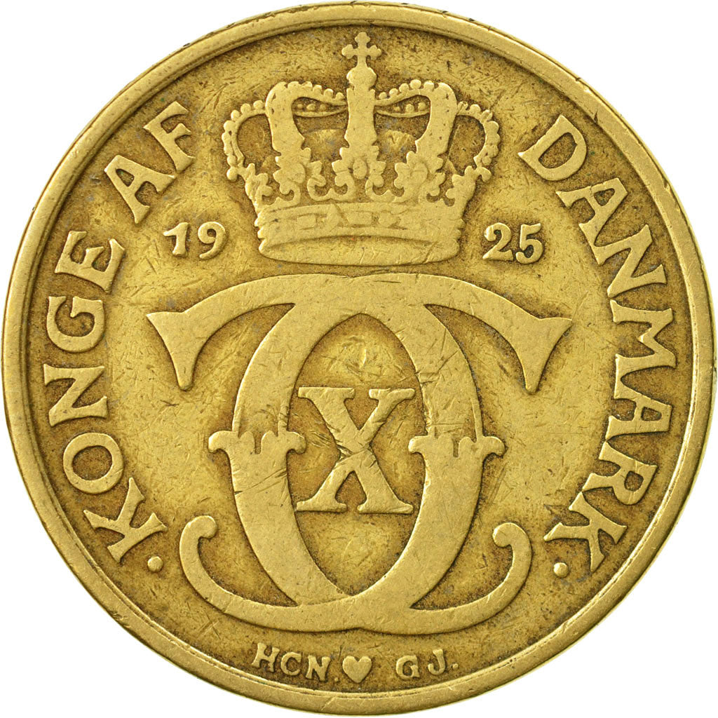 Moneta, Danimarca, Christian X, 2 Kroner, 1925, Copenhagen, MB+