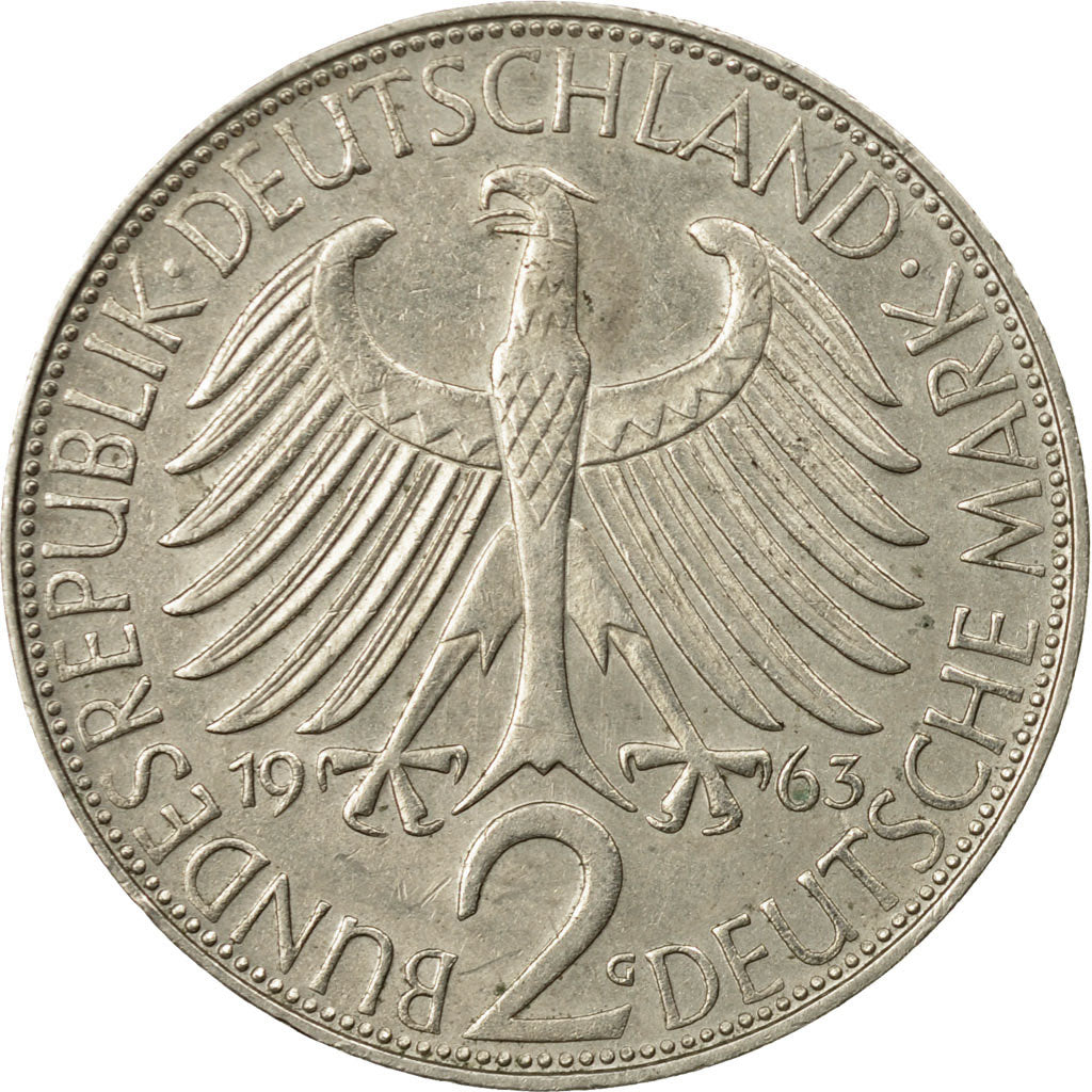 Coin, GERMANY - FEDERAL REPUBLIC, 2 Mark, 1963, Karlsruhe, EF(40-45)