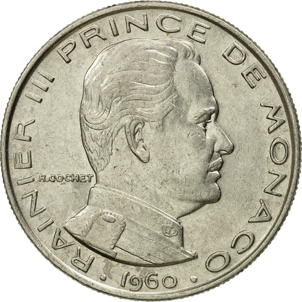 Coin, Monaco, Rainier III, Franc, 1960, EF(40-45), Nickel, KM:140, Gadoury:150