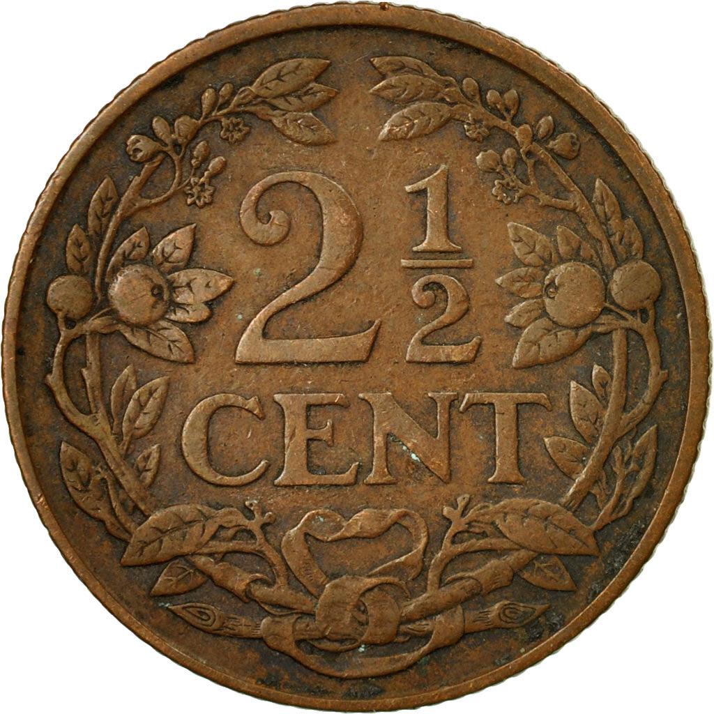 Moneta, Paesi Bassi, Wilhelmina I, 2-1/2 Cent, 1929, MB+, Bronzo, KM:150