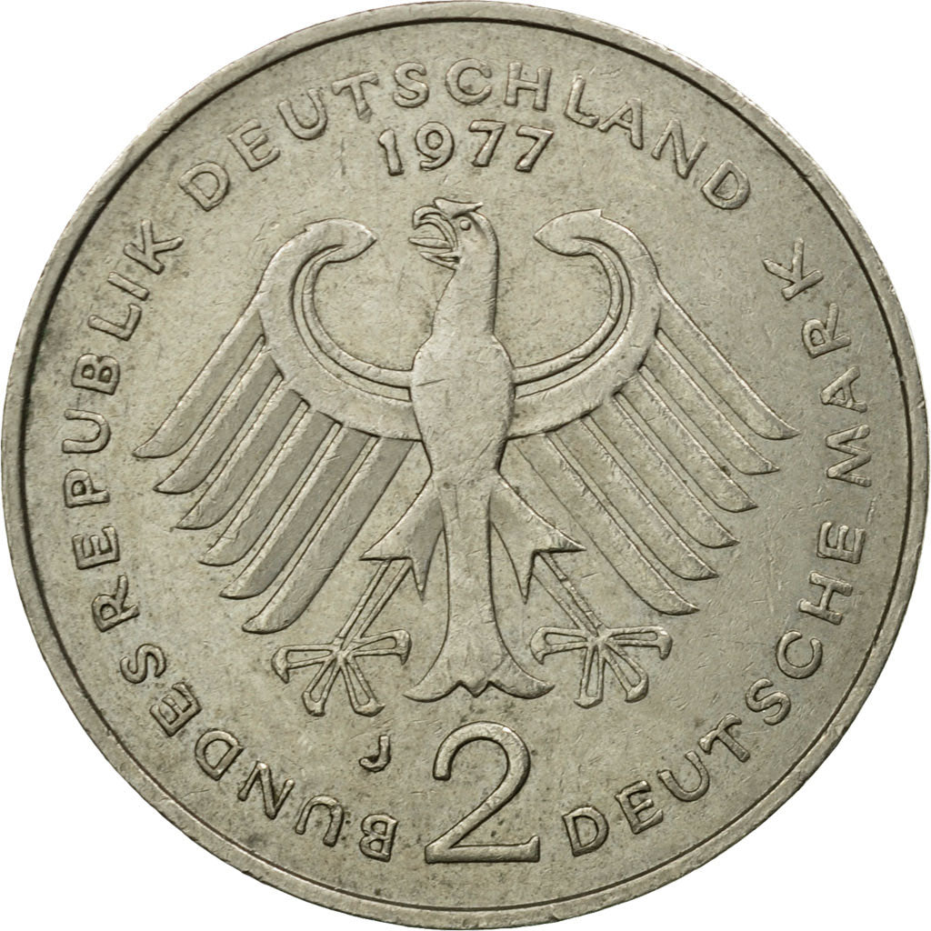 Munten, Federale Duitse Republiek, 2 Mark, 1977, Hambourg, FR+, Copper-Nickel
