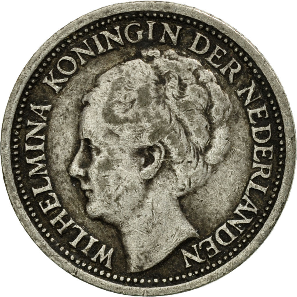 Moneta, Paesi Bassi, Wilhelmina I, 10 Cents, 1939, MB+, Argento, KM:163
