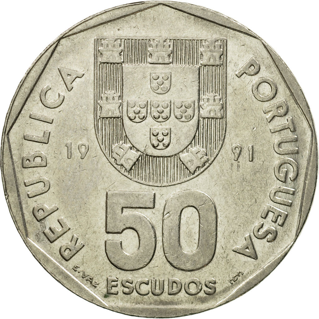 Moneta, Portogallo, 50 Escudos, 1991, MB+, Rame-nichel, KM:636