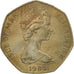 Moneda, Isla de Man, Elizabeth II, 50 Pence, 1984, BC+, Cobre - níquel, KM:126