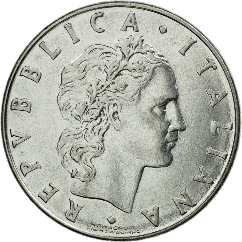 Coin, Italy, 50 Lire, 1976, Rome, VF(30-35), Stainless Steel, KM:95.1
