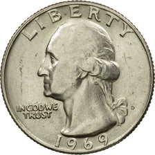 Coin, United States, Washington Quarter, Quarter, 1969, U.S. Mint, Denver