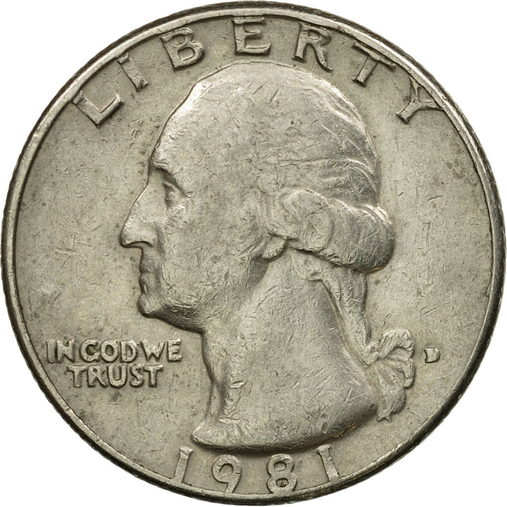 Coin, United States, Washington Quarter, Quarter, 1981, U.S. Mint, Denver
