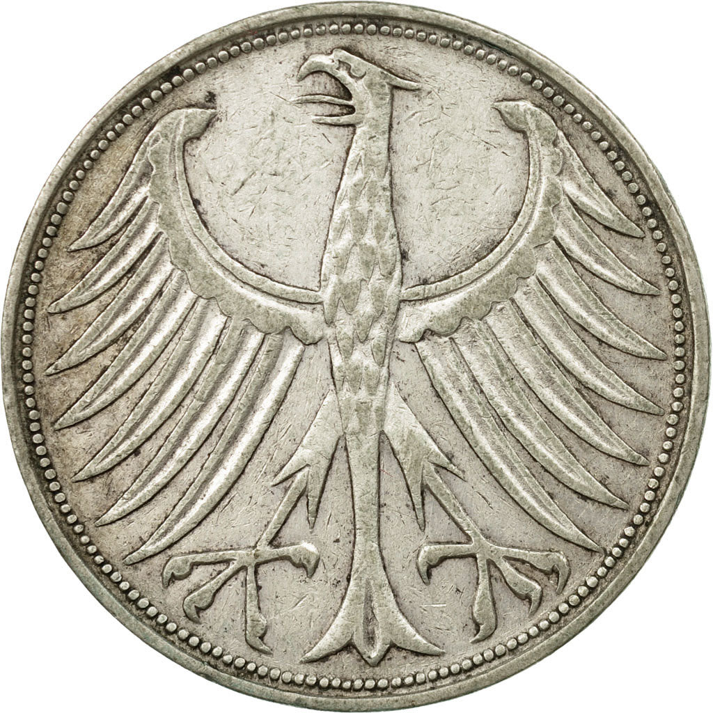 Moneta, GERMANIA - REPUBBLICA FEDERALE, 5 Mark, 1951, Karlsruhe, MB, Argento