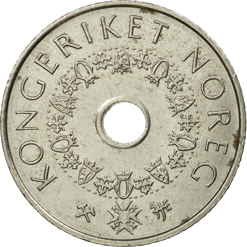 Coin, Norway, Harald V, 5 Kroner, 2000, EF(40-45), Copper-nickel, KM:463
