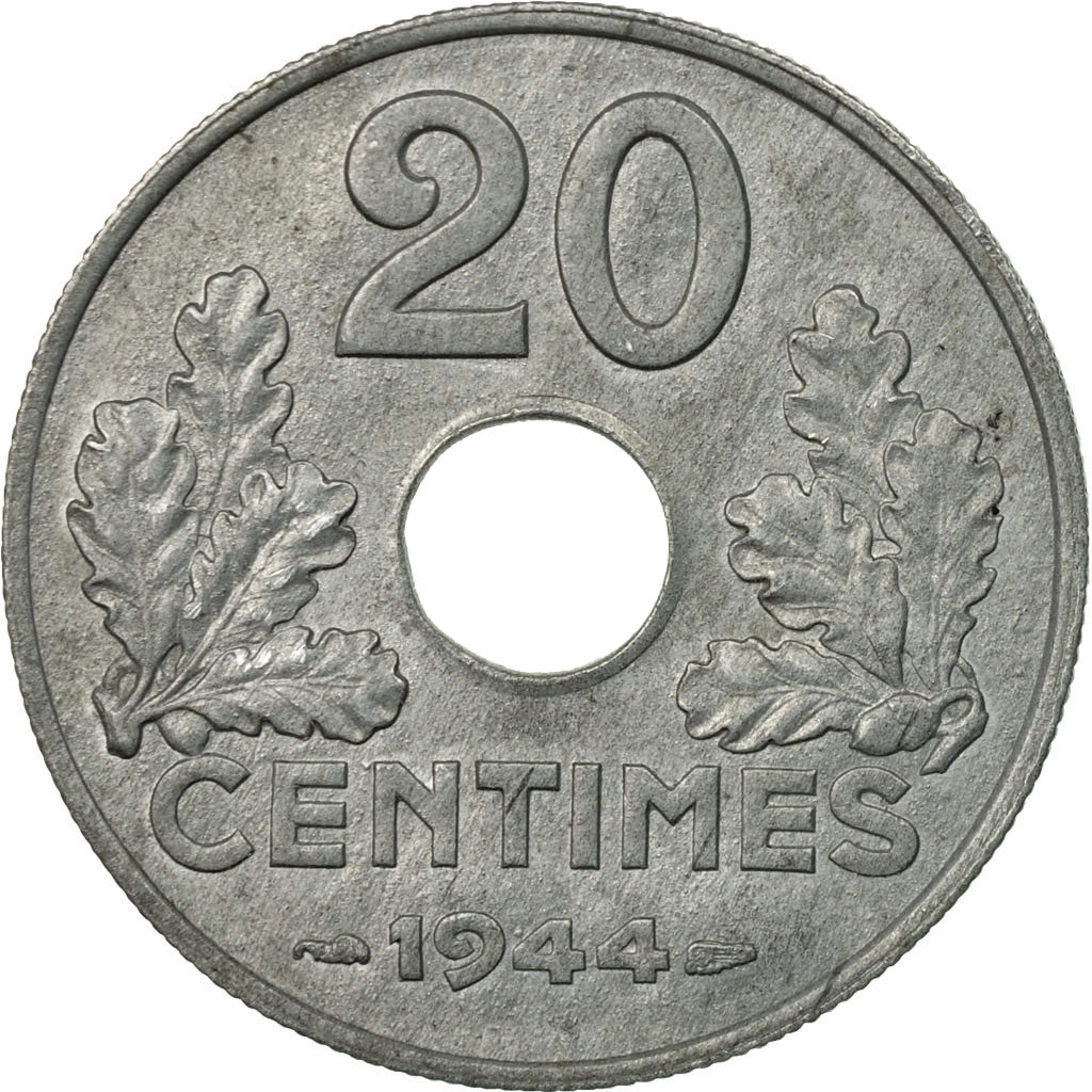 Monnaie, France, État français, 20 Centimes, 1944, Paris, TB+, Iron