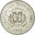 Moneda, República Dominicana, 25 Centavos, 1990, MBC, Níquel recubierto de
