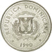 Coin, Dominican Republic, 25 Centavos, 1990, EF(40-45), Nickel Clad Steel