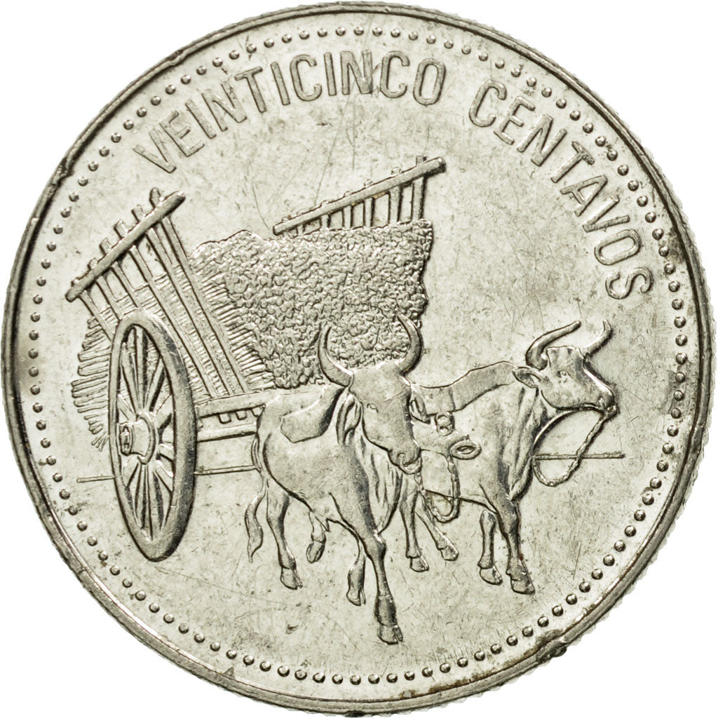 Munten, Dominicaanse Republiek, 25 Centavos, 1990, ZF, Nickel Clad Steel
