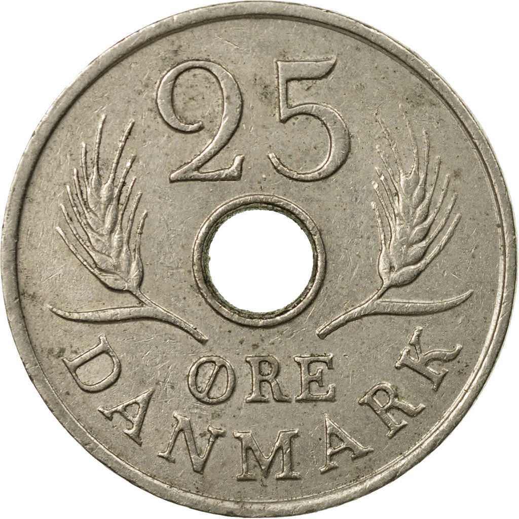 Munten, Denemarken, Frederik IX, 25 Öre, 1967, Copenhagen, FR+, Copper-nickel