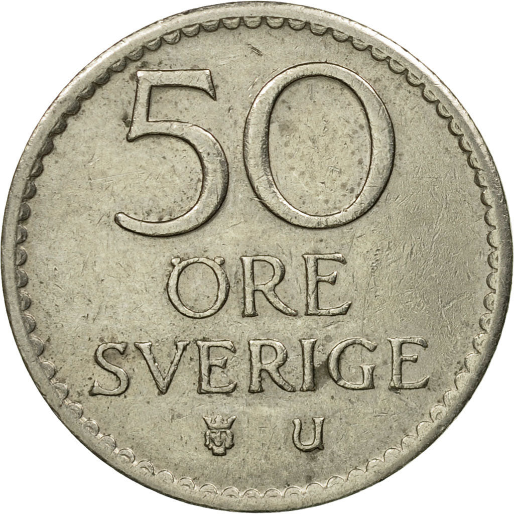 Moneta, Szwecja, Gustaf VI, 50 Öre, 1971, VF(30-35), Miedź-Nikiel, KM:837