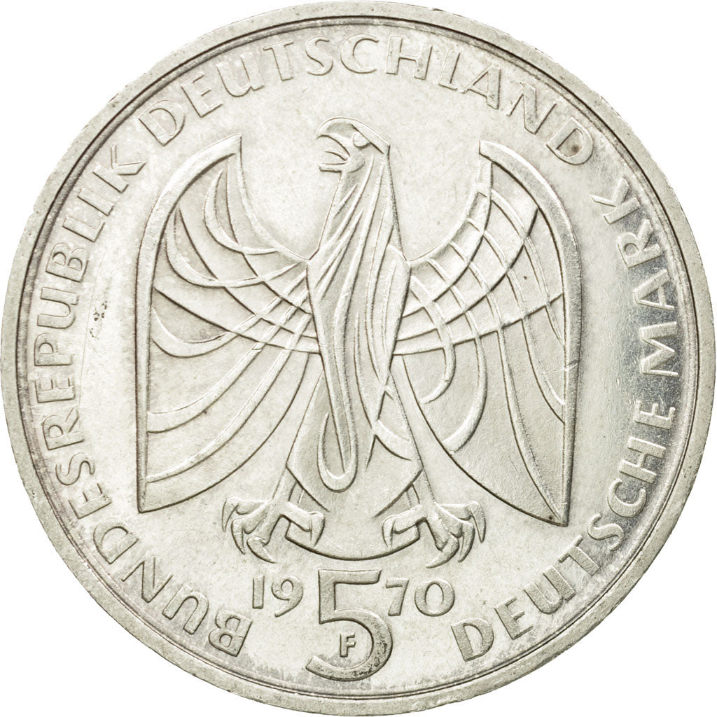 Moneta, GERMANIA - REPUBBLICA FEDERALE, 5 Mark, 1970, Stuttgart, Germany, BB