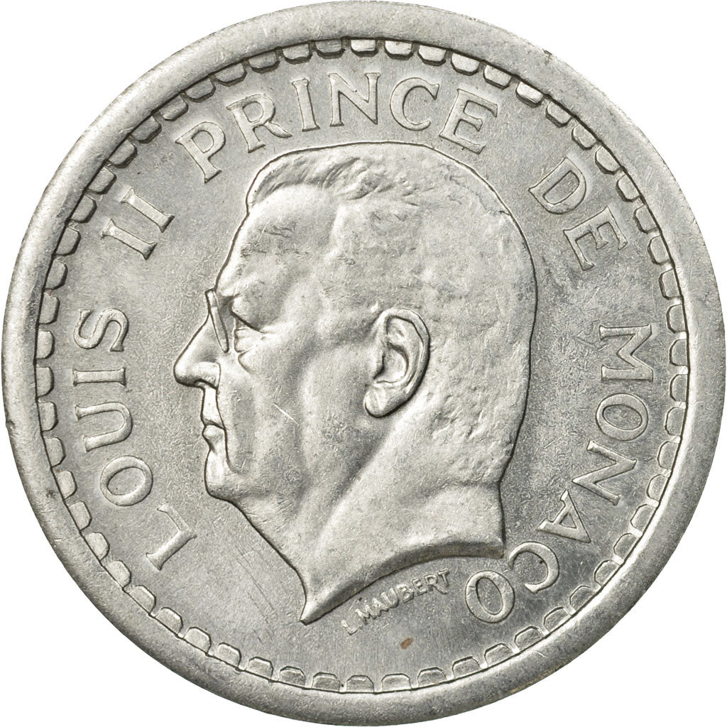 Monnaie, Monaco, Louis II, 2 Francs, Undated (1943), TTB, Aluminium
