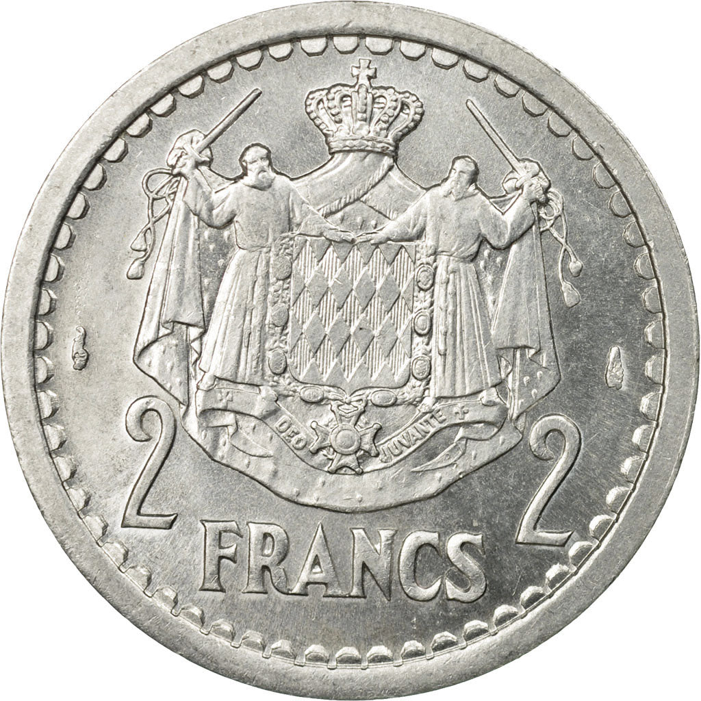 Monnaie, Monaco, Louis II, 2 Francs, Undated (1943), TTB, Aluminium