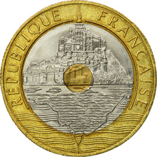 Moneta, Francia, Mont Saint Michel, 20 Francs, 1993, Paris, BB, Tri-metallico