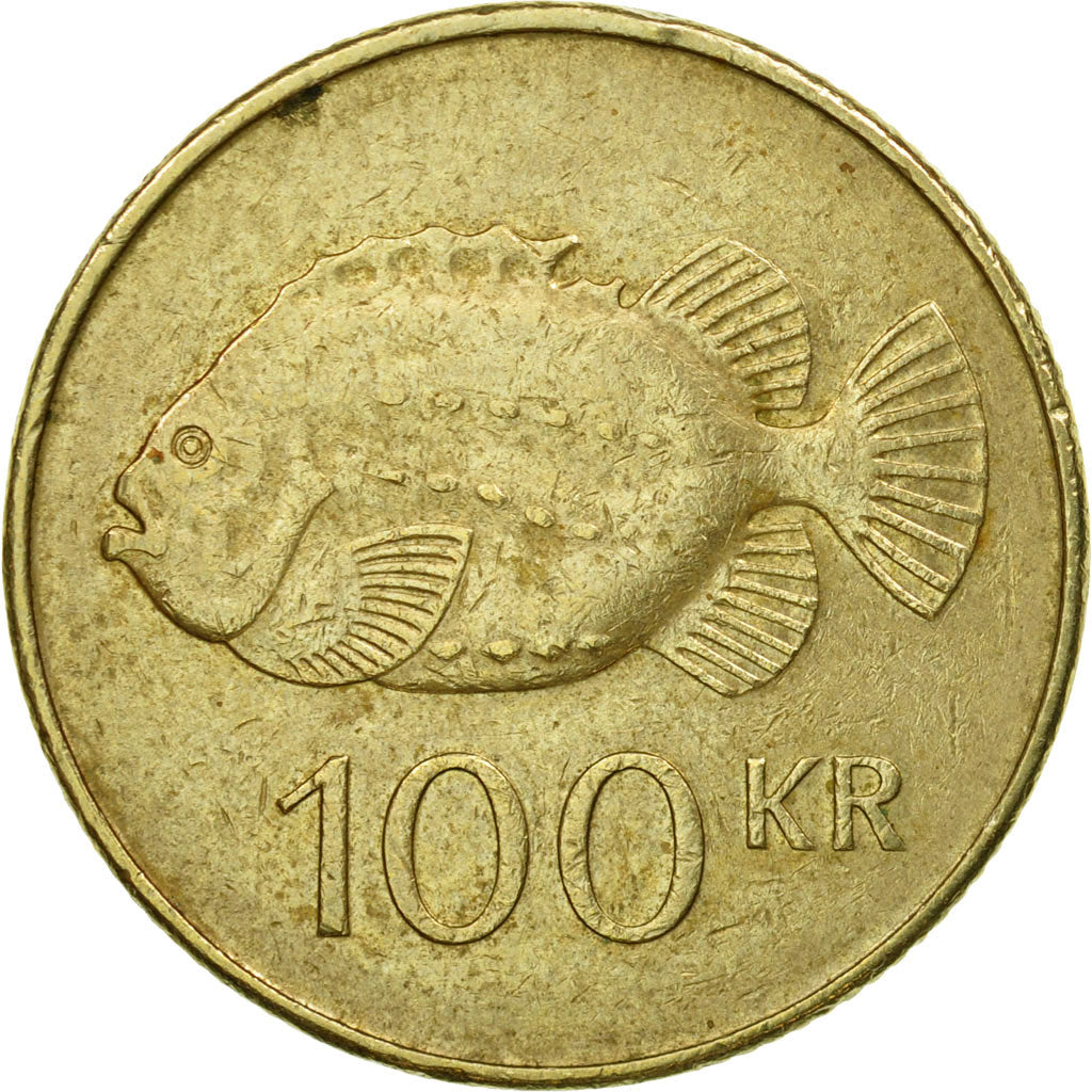 Moneta, Islanda, 100 Kronur, 2001, MB+, Nichel-ottone, KM:35