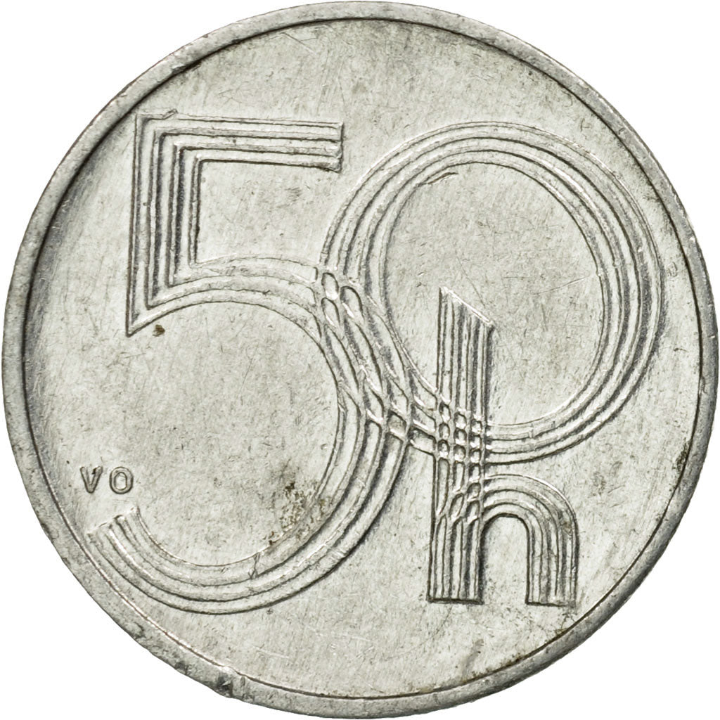 Münze, Tschechische Republik, 50 Haleru, 1993, S+, Aluminium, KM:3.1