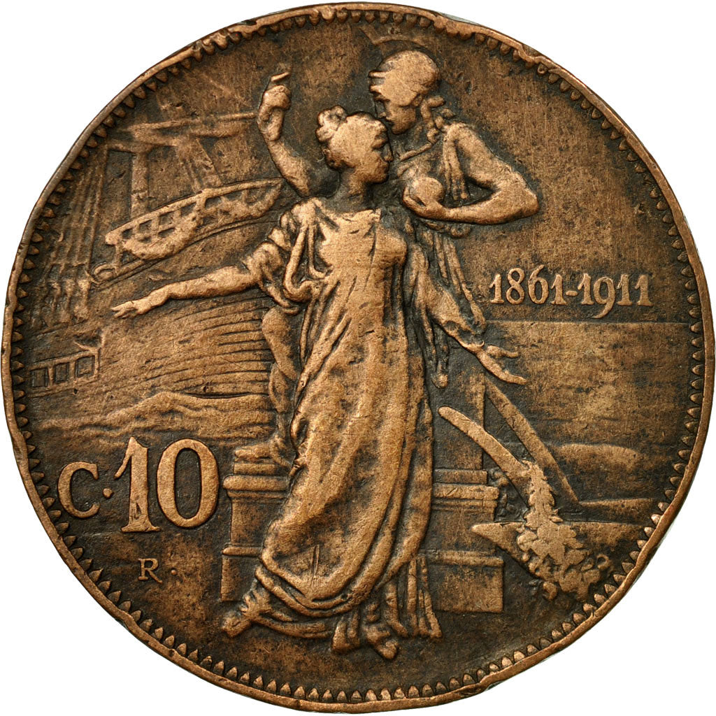 Munten, Italië, Vittorio Emanuele III, 10 Centesimi, 1911, Rome, FR+, Bronze