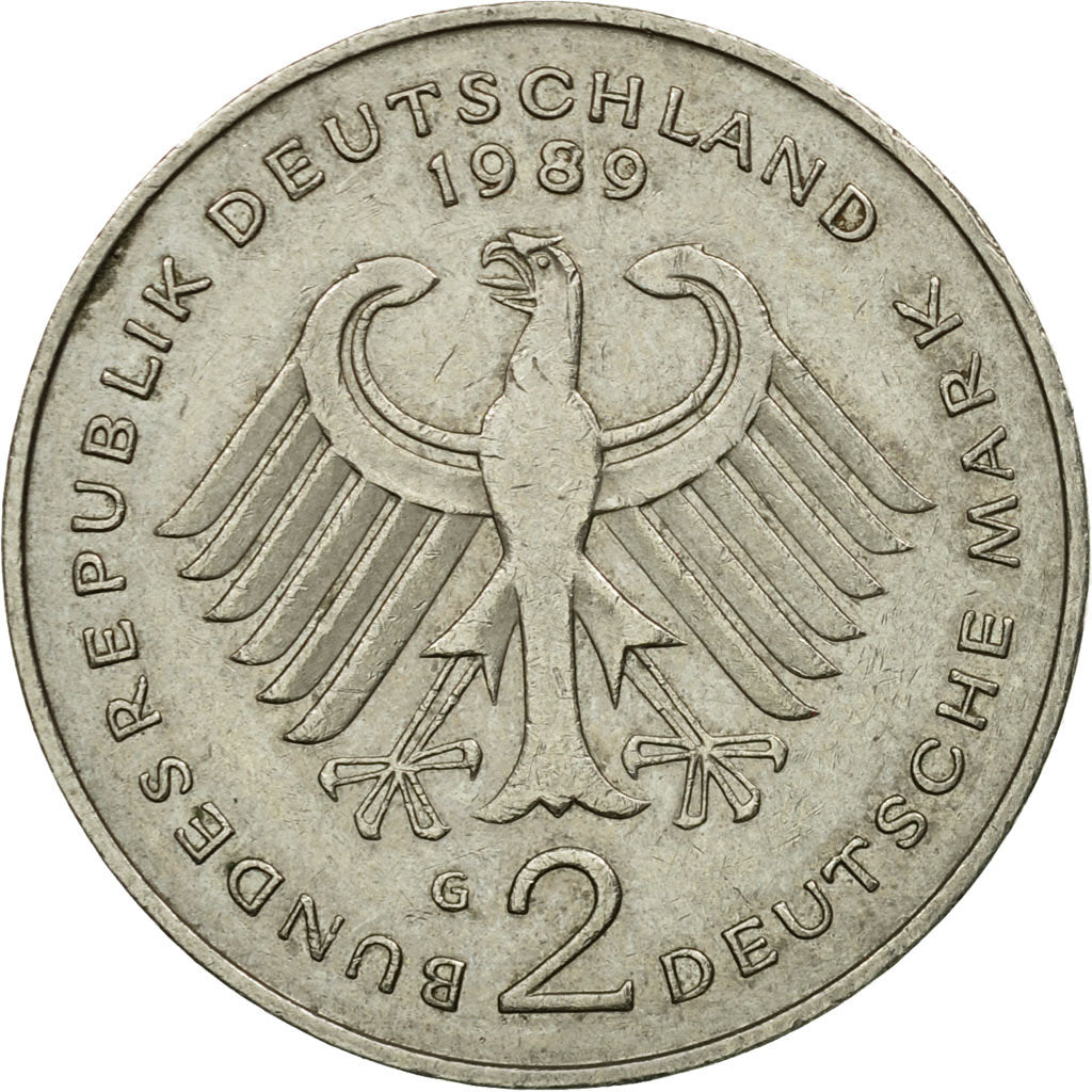Coin, GERMANY - FEDERAL REPUBLIC, 2 Mark, 1989, Karlsruhe, EF(40-45)
