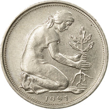 Coin, GERMANY - FEDERAL REPUBLIC, 50 Pfennig, 1991, Karlsruhe, EF(40-45)