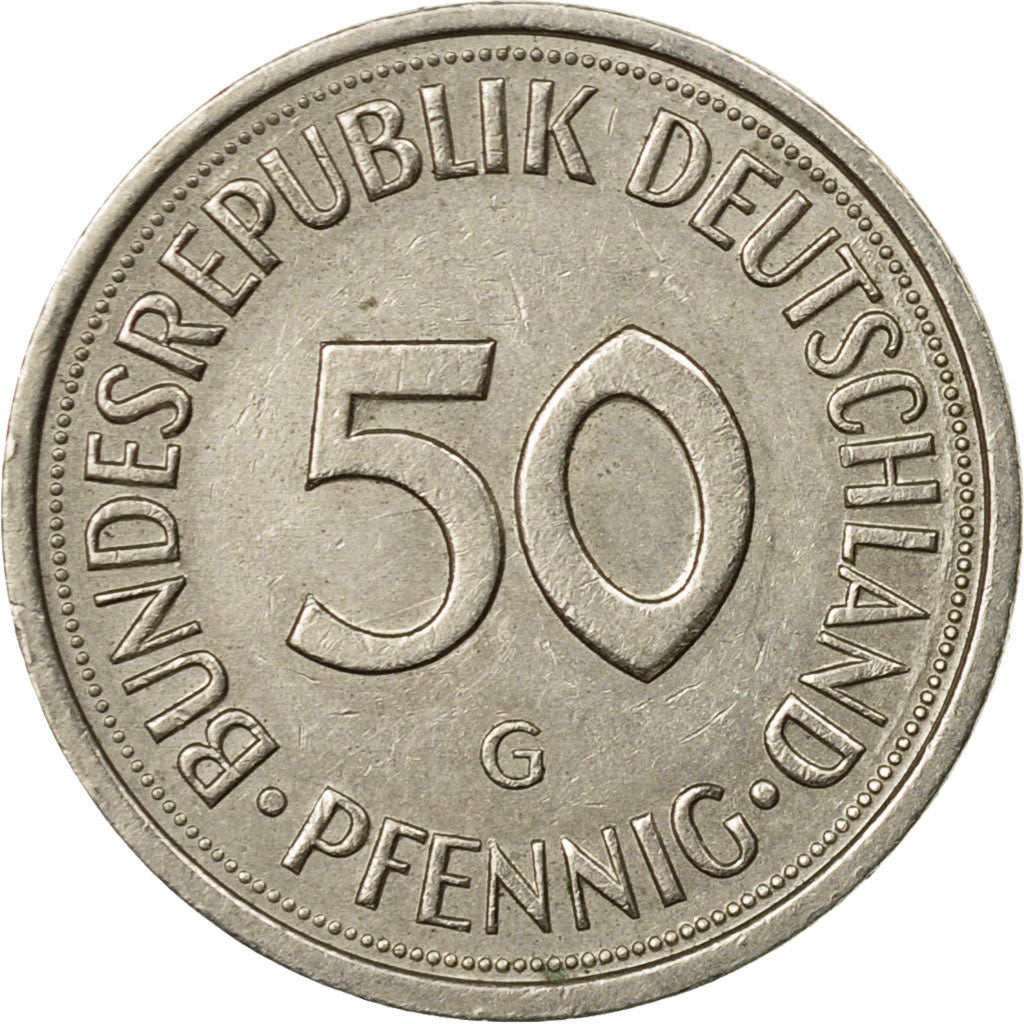 Coin, GERMANY - FEDERAL REPUBLIC, 50 Pfennig, 1991, Karlsruhe, EF(40-45)