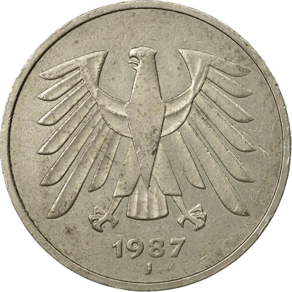 Münze, Bundesrepublik Deutschland, 5 Mark, 1987, Hambourg, S+, Copper-Nickel