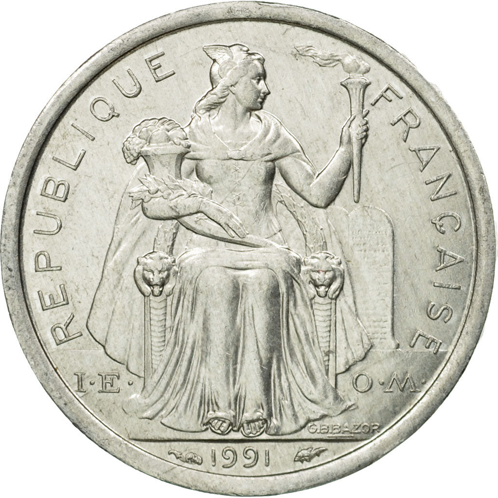 Coin, French Polynesia, Franc, 1991, Paris, EF(40-45), Aluminum, KM:11