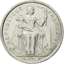 Coin, French Polynesia, Franc, 1991, Paris, EF(40-45), Aluminum, KM:11